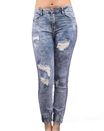 LADIES RIP DENIM JOGGER