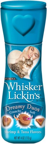 Whisker Lickins Dreamy Duos Cat Treats Shrimp & Tuna Flavors, 4-Ounce Canister (Pack of 10)