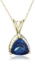 10k Yellow Gold Lab Created Blue Sapphire Pendant