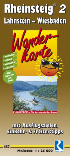 City Travel Guides Discounted  Bücher : Wanderkarte Rheinsteig 2: Lahnstein - Wiesbaden: mit Ausflugszielen, Einkehr- & Freizeittipps, wetterfest, reissfest, abwischbar, GPS-genau. 1:25000