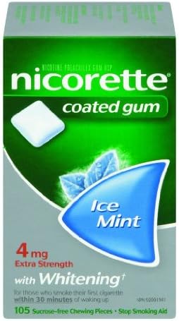 Nicorette Coated Gum with Whitening Ice Mint 4 mg, 105 Count