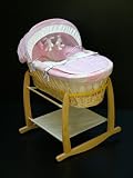 Pretty in pink wicker moses basket and side to side rocker