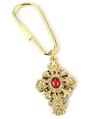 The Vatican Library Collection Floral Ruby Hued Cross Key Ring