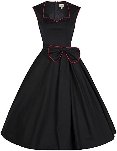 Ucsports Retro Audrey Hepburn style bow-knot Big Swing A Line Dress (XXL, Black)