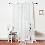 Best Home Fashion Wide Width Crushed Voile Sheer Curtain - Antique Bronze Grommet Top - White - 100"W x 84"L - (1 Panel)