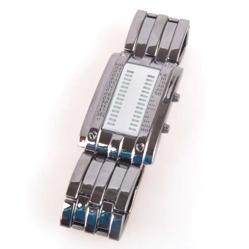 Neewer 28 Blue LED Light Digital Metal MENS WOMEN Sports Binary Watch