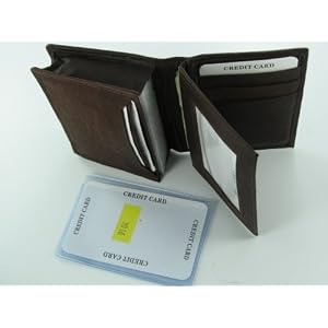 Buy 9104 Brown Genuine Cow Hide Leather Man's Mens ID Credit Business Card Money Cash Bill Holder...