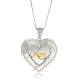 18k Gold Over Silver & Sterling Silver Mother of Pearl & Diamond Accent 