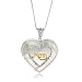 18k Gold Over Silver & Sterling Silver Mother of Pearl & Diamond Accent