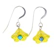 Anna Perrone Yellow & Blue Glass Flower Earrings Finished with .925 Sterling Silver