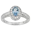 14K White Gold Aquamarine and Diamond Ring