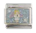 SilverBin Enamel Paint Floating Angel in the Sky Stainless Steel Italian Charm Link