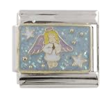 SilverBin Enamel Paint Floating Angel in the Sky Stainless Steel Italian Charm Link