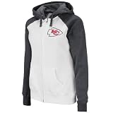 NFL Women's Kansas City Chiefs Sport Princess Long Sleeve Raglan Full-Zip Fleece Hoodie (White/Charcoal Heather, Small)