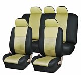 Universal Car Seat Cover Full Set Front Airbag Airbags Ready & Rear Split 40/60 50/50 60/40 Beige / Black Uaa001