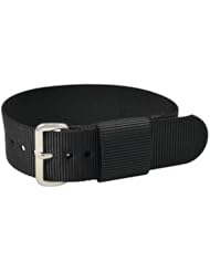 Premium - Nylon Buckle 22mm Solid Black - Nylon Nato Ballistic Military Watch Band Strap G-10 Fits All Watches!!!