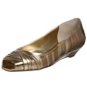 BCBGirls Women's Betty Peep Toe Flat,Gold Liquid Metallic,7 M US