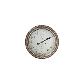 Seth Thomas Cream Dial Stained Brown Antiqued Wooden Case with Second Time Zone Wall Clock