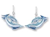 Clearly Charming Dolphin Pair Sterling Silver and Enamel Earrings