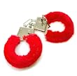 Hidden Flower Red Furry Metal Handcuffs Bondage Cuffs