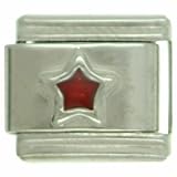 Silver Star Red Italian Charms Bracelet Link