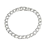Sterling Silver Men's Handmade Link Bracelet Rhodium Plated 8.25