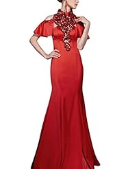 A-line V-neck Cap Sleeves Short Sleeves Lace Sequined Beaded Satin Cocktail Floor Length Evening Dress/Homecoming Dress/Pageant Dress/Prom Dress/Party Dress/Wedding Dress 