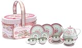 Schylling Toys Rose Tin Tea Set in Tin Basket