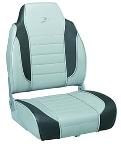 Wise Premium Stripe High Back Boat Seat, Marble Grey-Charcoal