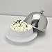 Sleek White Ceramic Butter Dish / Small Hors d'oeuvre Serving Tray w/ Stainless Steel Lid Cover