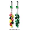 DANGLING RASTA AND GREEN POT LEAF BELLY RING