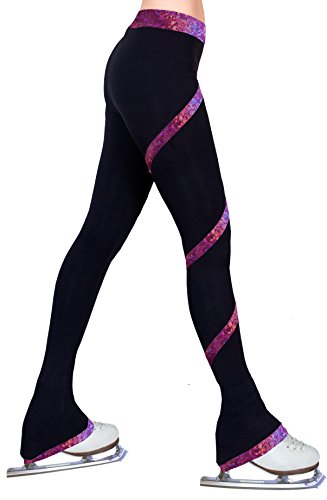 Figure Skating Spiral Polartec Polar Fleece Pants (Hologram Foil Fuchsia, Adult Small)