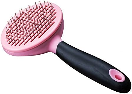 Henslow Grooming Comb--Stainless steel Self-cleaning Brush Pet Grooming Massage Comb Brush Tool Dog Cat Long Short Thick Hair. (Pink)