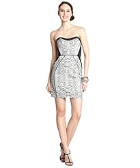 Strapless Sweetheart Natural   Waistline Piping Faux-Leather Mini Dress 