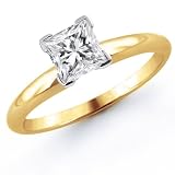 14k Gold 1/3 Carat Princess Cut Solitaire Diamond Engagement Ring - (G-H;SI1-2)