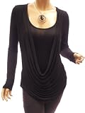 Patty Women Unique Drape Front Long Sleeve Boho Tunic Tops