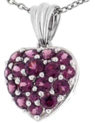 Tommaso Design (tm) Puffed Heart with Genuine Rhodolite Garnet Pendant