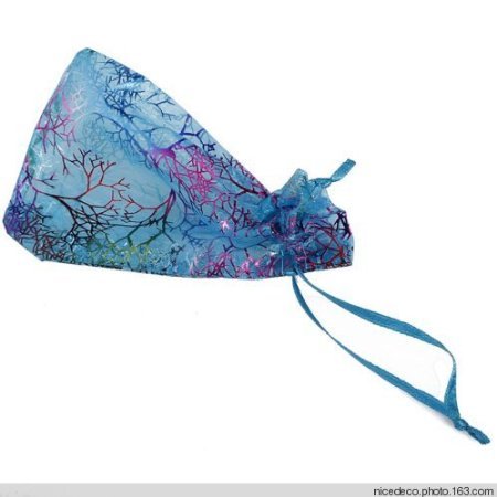Nicedeco - Designer Pouches 3.5" X 4.7",9cm X 12cm ,50 Pieces Wholesale Lot - Coralline Blue Organza Jewelry Pouch Wedding Party Favor Gift Bag Jewelry Pouches/Drawstring Bags,great for holding sugar,accessories, ornament,cable,beads,chains,stones.