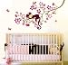 Large Hanging Monkey with Pink Flowers Wall Sticker Decal Ideal for Kids Room Baby Nursery Girls Room