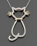 14k Rose Gold Diamond Cat Pendant (1/5 ct. t.w.)