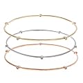 14k Tri-Color Gold Diamond Stackable Bangle Bracelets 7