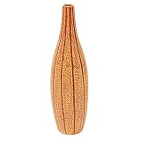 EXP Handcrafted Orange Terracotta Flower Vase With Jazzy Stripes - Tall