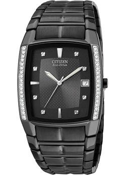Citizen #BM6645-53E Men's Eco Drive Black IP Diamond Accented Watch
