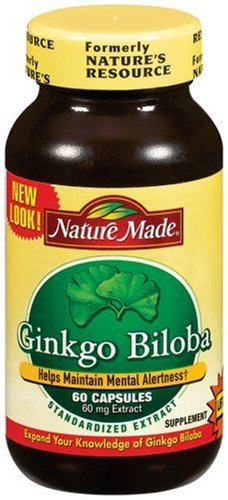 Nature Made Ginkgo Biloba Extra-Count Bottles Capsules, 60 mg, 60-Count Bottles (Pack of 3)