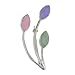 925 Silver Ladies Pretty Pink, Purple & Green Jade Brooch with Cubic Zirconia