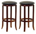 Winsome Wood 30-Inch Black PVC Seat Walnut Bar Stools, Set of 2
