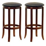 Winsome Wood 30-Inch Black PVC Seat Walnut Bar Stools, Set of 2 (Kitchen)
