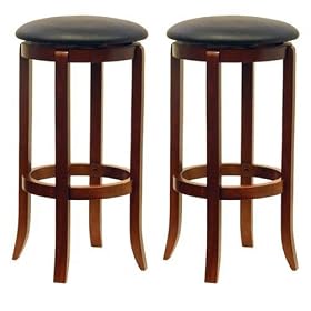 Winsome Wood 30-Inch Black PVC Seat Walnut Bar Stools, Set of 2 by Winsome Wood
