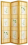 Unique Home D&eacute;cor Old Fashioned Room Divider - 6ft. Herbal Floral Wood & Printed Paper Floor Screen - 4 Colors 4 Sizes