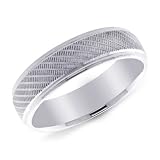 14K White Gold Textured Ladies Wedding Band Ring